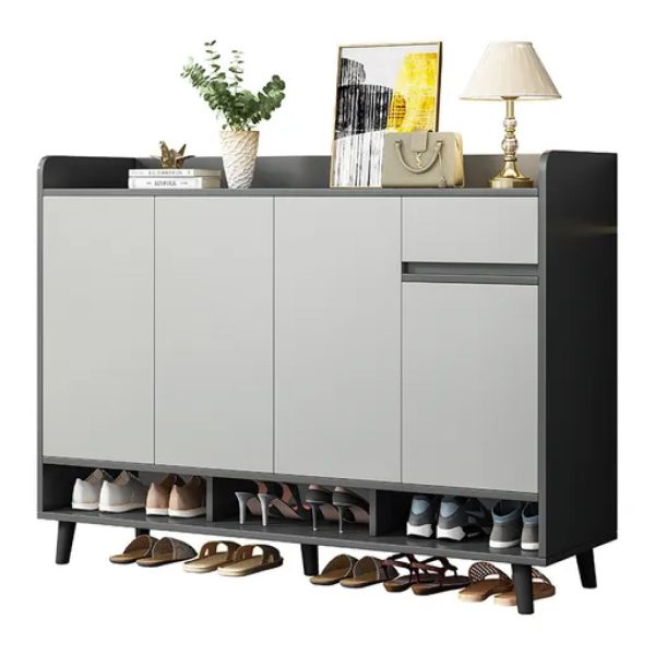 Zapatero Blackey 4 Puertas Organizador Estante + Cajón 118cm