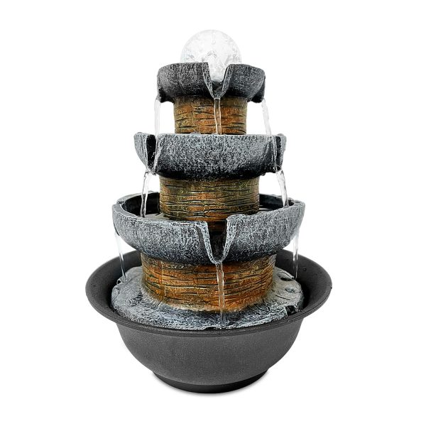 Fuente de agua Cascada natural 3 niveles con iluminación LED