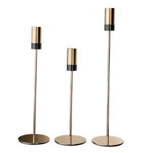 Candelabro 3 Piezas Porta Vela Centro de Mesa Oro Frances