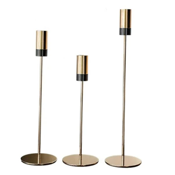 Candelabro 3 Piezas Porta Vela Centro de Mesa Oro Frances