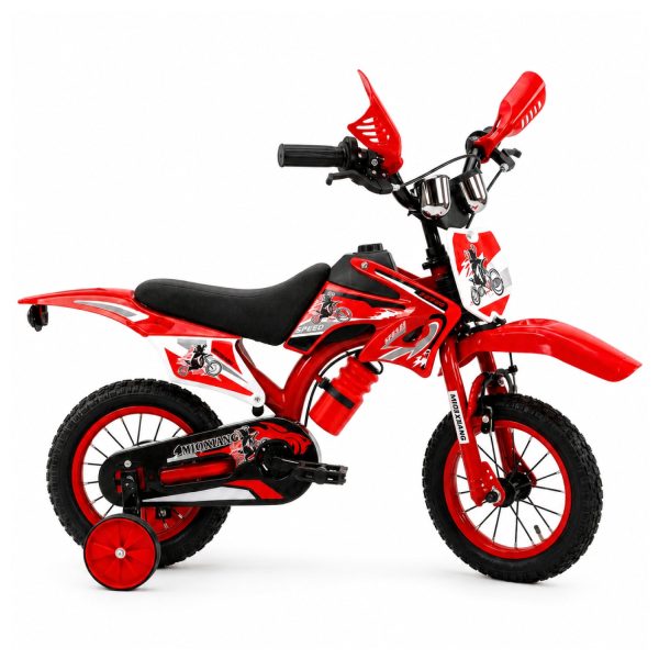 Bicicleta Aro12 Bicimoto Con Ruedas Estabilizadoras Infantil Roja