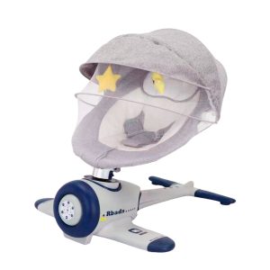Silla Mecedora Electrica Bebe Avioncito SafeBaby Bluetooth Gris