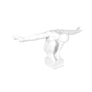 Adorno Deco Escultura Minimalista Atleta en Equilibrio Blanco 20cm