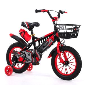 Bicicleta Infantil BMX Aro 12 con Canasto,Rueditas de Apoyo y Botella