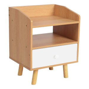 Velador Bicolor Nordico 2 Nivel 1 Cajon 46x37x30 Cm