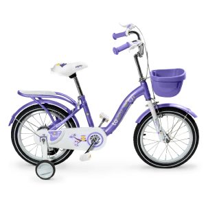 Bicicleta Niña Infantil De Paseo Purple Owl Rueditas Aro 12