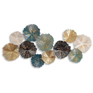 Cuadro Decorativo Adorno Pared Metalico Hojas de Loto