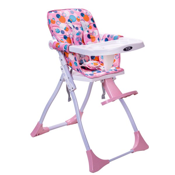 Silla Comer Bebe Plegable Folding Rosado