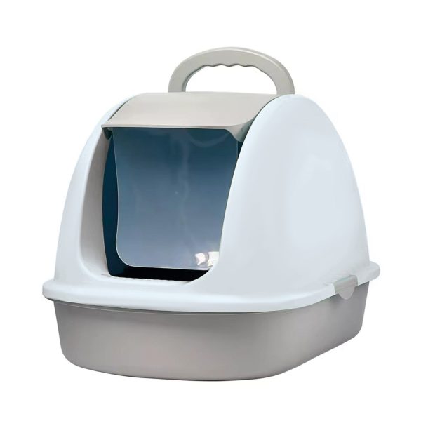 Arenero Cerrado Transportable Baño Gatos Con Puerta y Pala gris