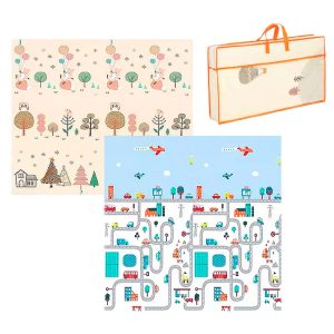 Alfombra Antigolpe Bebe Plegable Reversible Bolso Autito