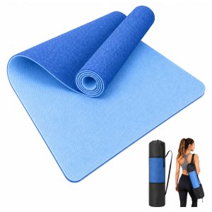 Mat Yoga Bolso 6 mm Colchoneta Deportiva Antideslizante Azul
