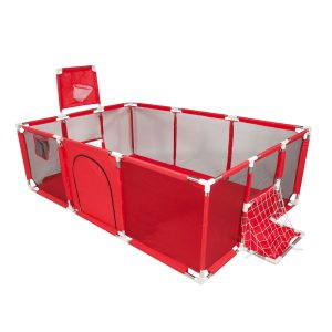 Corral de Seguridad Bebe 180 Cm. Con Aro y Arco + 30 Pelotitas Rojo