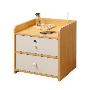 Velador Bicolor 1 Niveles 2 Cajon con Llave 40x33x27 Cm