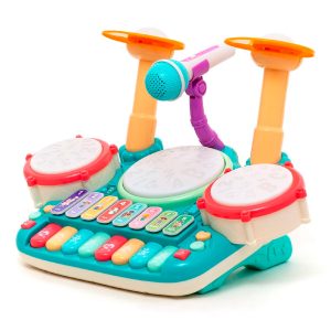 Batería Juguete Musical Piano para Niños 5 En 1 Micrófono