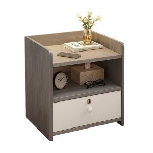 Velador Grey 2 Niveles 1 Cajon con Llave 41x33x26 Cm