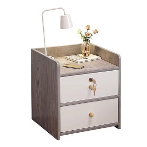 Velador Grey 2 Cajon con 1 Llave 41x34x26 Cm
