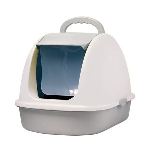 Arenero Cerrado Transportable Baño Gatos Con Puerta y Pala blanco
