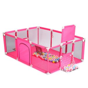 Corral de Seguridad Bebe 180 Cm. Con Aro y Arco + 30 Pelotitas Rosado