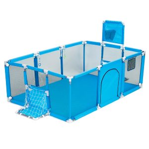 Corral de Seguridad Bebe 180 Cm. Con Aro y Arco + 30 Pelotitas Celeste